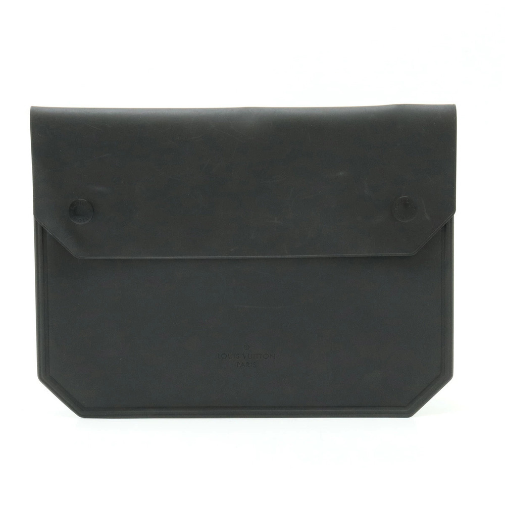 Louis Vuitton Laundry Pouch Flat Case Leather Black